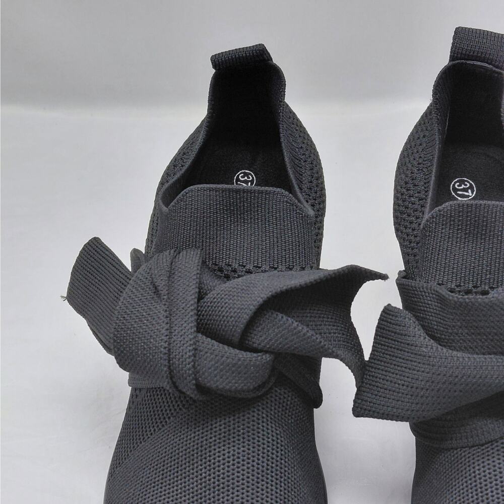 Bernie Mev Womens Comfort Shoes Size 37 Black Knit Chunky Slip On Work Booties - Picture 6 of 12